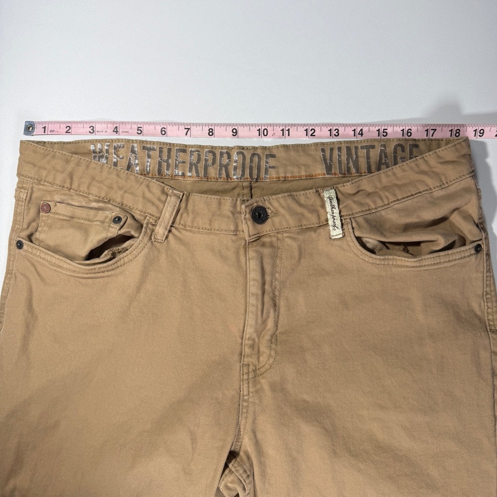 Weatherproof Vintage Mens Slim Fit Tan Khaki Pants 36x32 Stretch 5-Pocket Chinos - Picture 6 of 12
